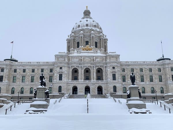 The Minnesota Capitol is blanketed with a fresh coating of snow